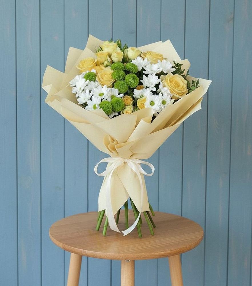 Букет цветов из: Хризантемы и Розы в Шемышейке