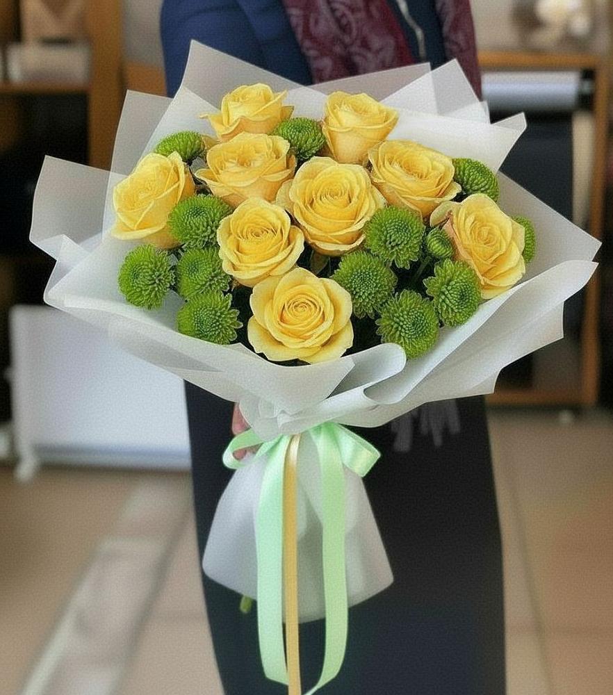 Букет цветов из: Хризантемы и Розы в Шемышейке