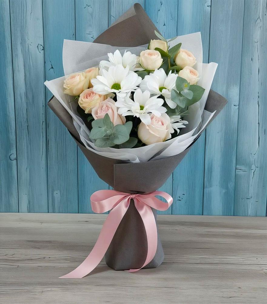 Букет цветов из: Хризантемы и Розы в Шемышейке