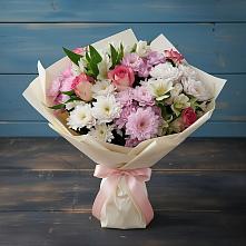 Букет цветов из:  Хризантемы, Альстромерии и Розы в Шемышейке