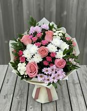 Букет цветов из:  Альстромерии, Гвоздики, Розы и Хризантемы в Шемышейке