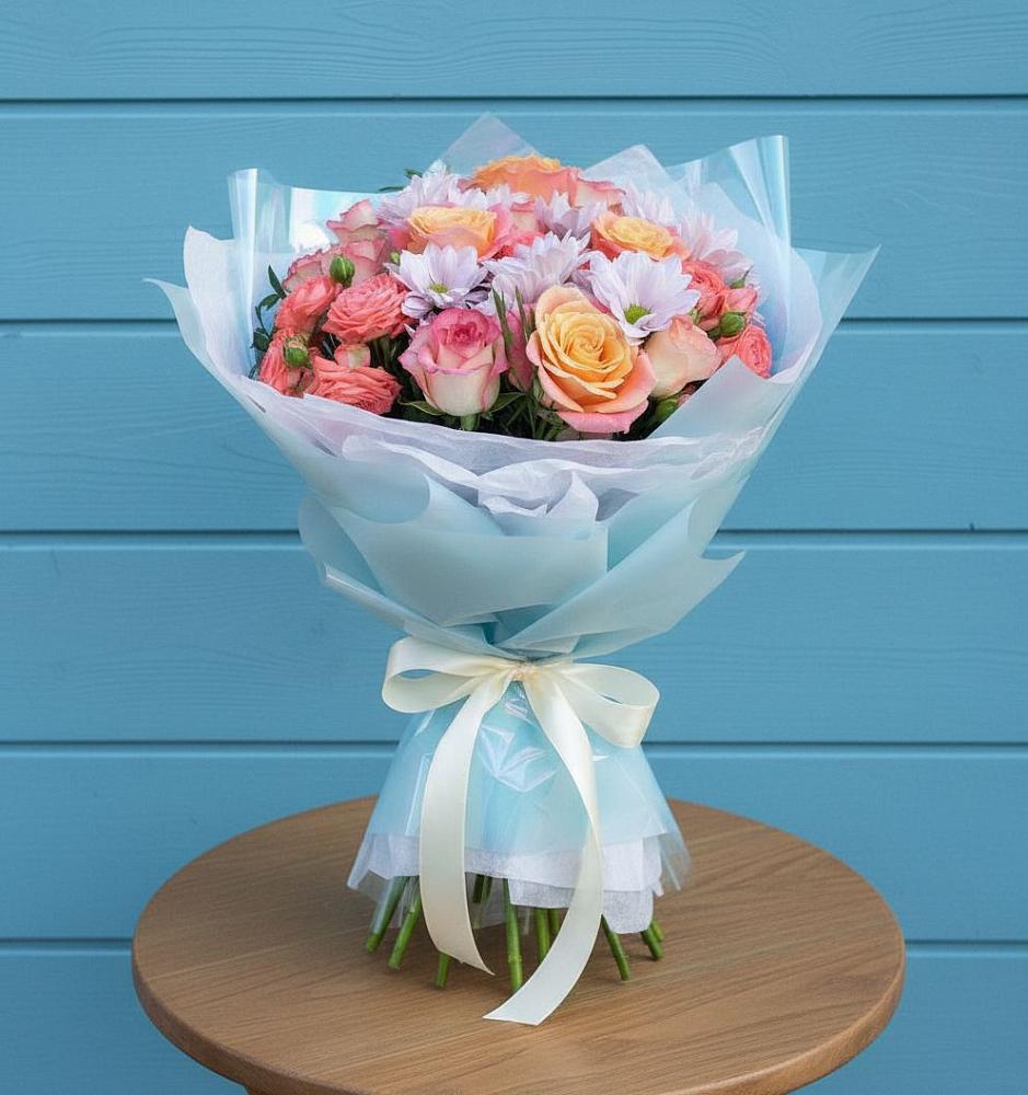 Букет цветов из: Хризантемы и Розы в Шемышейке