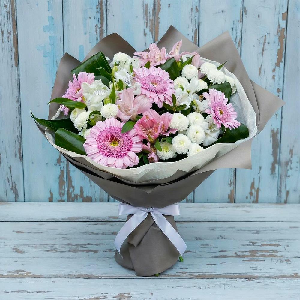 Букет цветов из: Герберы, Альстромерии и Хризантемы в Шемышейке