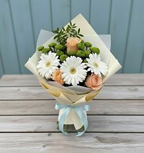 Букет цветов из:  Герберы, Розы и Хризантемы в Шемышейке