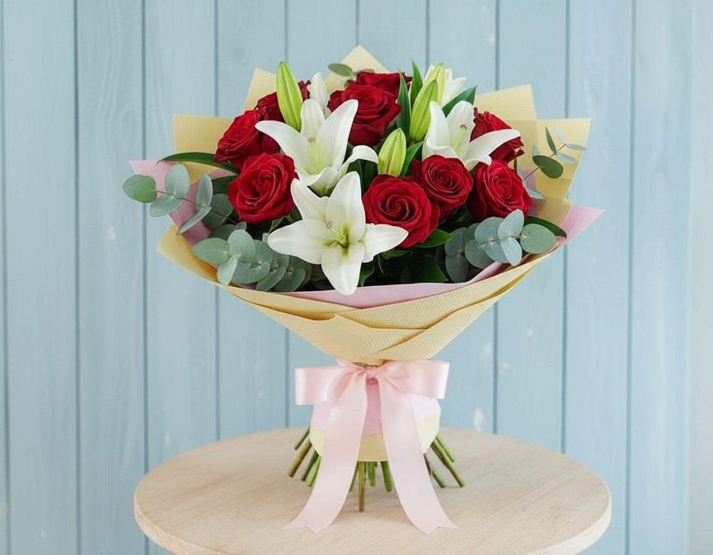 Букет цветов из: Лилии и Розы в Шемышейке